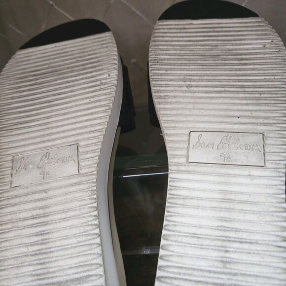 🔥 Sam Edelman Ariane Womens Sz 9 1/2 Black Leather Buckle Slide Sandals Shoes - Picture 11 of 11